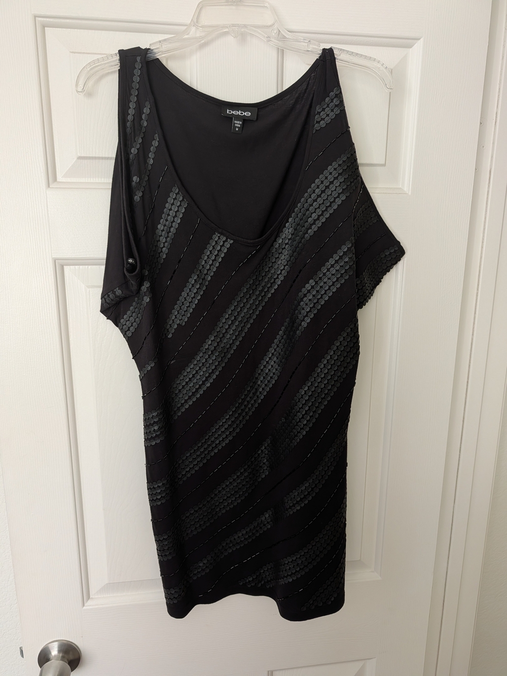 bebe Black Geometric Mini Dress Medium Like New
